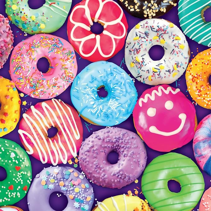 Buffalo Games - Delightful Donuts - 300 Piece Jigsaw Puzzle for Adults with Oversized Pieces - Colorful Large Jigsaw Puzzle with Fun Donut Art - Finished Size 21.25 x 15
