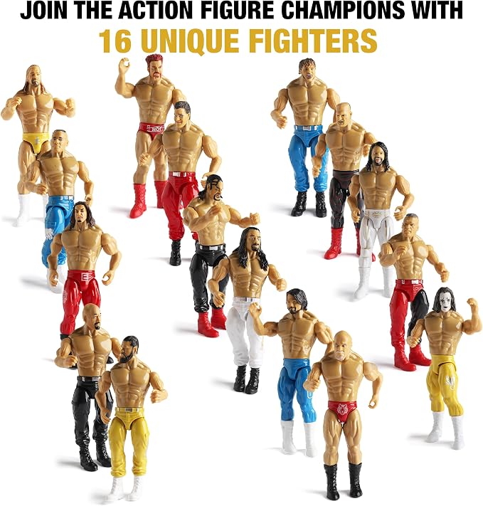 Gift Boutique Action Figures Wrestling Toys Playset for Kids, 16 Piece Wrestler Figure Set with Movable Joints, Large 7 Inch Figures, Ultimate Birthday Party Gifts Wrestlers Accessories