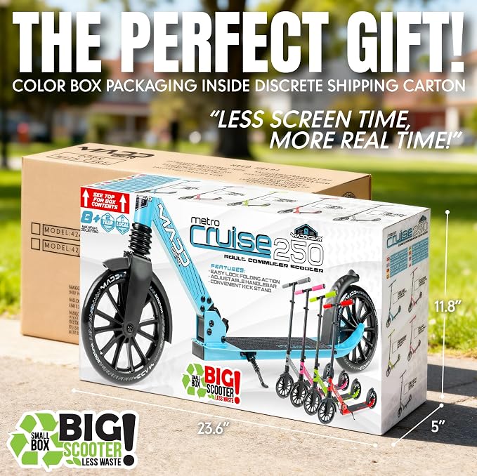Kick Scooter for Kids, Teens & Adults - Lightweight Durable Frame, Smooth Ride, Sturdy Deck - Fun Rides for All Ages - Madd Gear