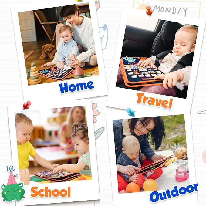 ZOOI Toddler Toys Montessori Busy Board, 2 Year Old Boy Girl Birthday Gift, Montessori Toys for 1 Year old Boy, Busy Book Toy for Toddlers Ages 1-3, Educational Activity Book for Learning Motor Skills