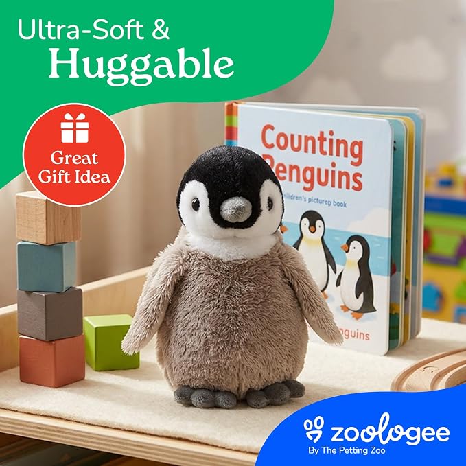 The Petting Zoo Penguin Chick Stuffed Animal Plushie, Gifts for Kids, Scoopz Animals, Penguin Chick Plush Toy, 8 inches