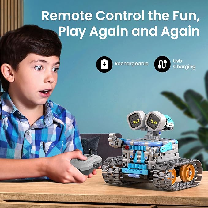 Sillbird Robot Building Kit with Remote Control STEM Gifts for Kids Age 8-12, Coding Robotics Toy Set for Boys' Birthday, Buildable 5-in-1 Models with 473 Pieces