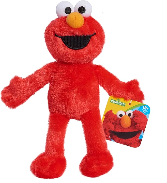 Sesame Street Friends 8-inch Elmo Sustainable Plush Stuffed Animal, Kids Toys for Ages 18 Month by Just Play