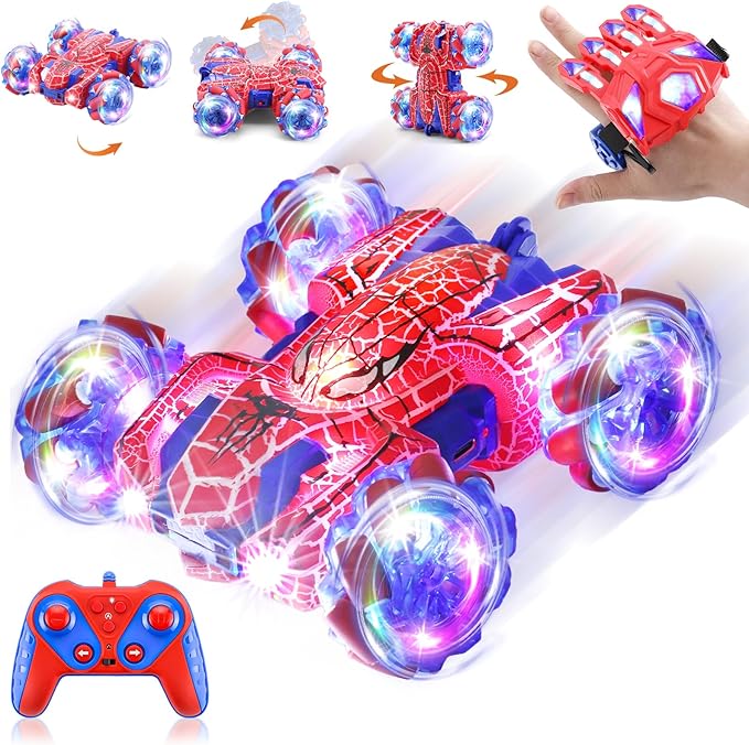Punieayi Gesture Sensing Remote Control Car, 2.4Ghz RC Cars with Wholebody Light & Headlight, Hand Controlled Double Sided Rechargeable RC Stunt Car Toys for Boys 4-6 5-7 8-13