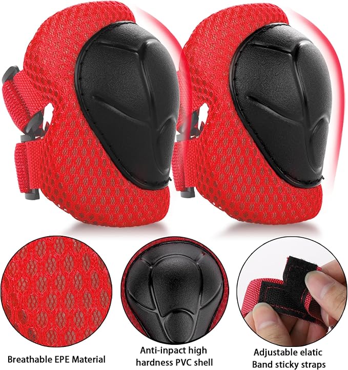 WayEee Kids Bike Helmet Set Skateboard Knee Pads, Helmet Pad Set Protective Gear Set Adjustable for Girls Kids 3-14 Helmet Elbow Pads Wrist Guards for Sport Cycling Bike Roller Skating Scooter