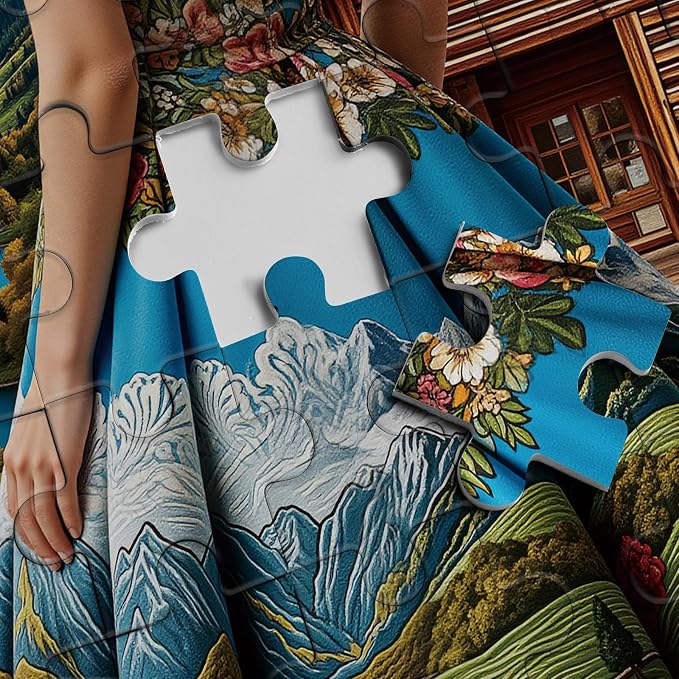 Beautiful Women Puzzles for Adults 1000 Pieces Nature, Pretty Country Landscape Lake Art Jigsaw Puzzles, Cozy Mountain Scenic Hard Difficult Challenging Puzzle