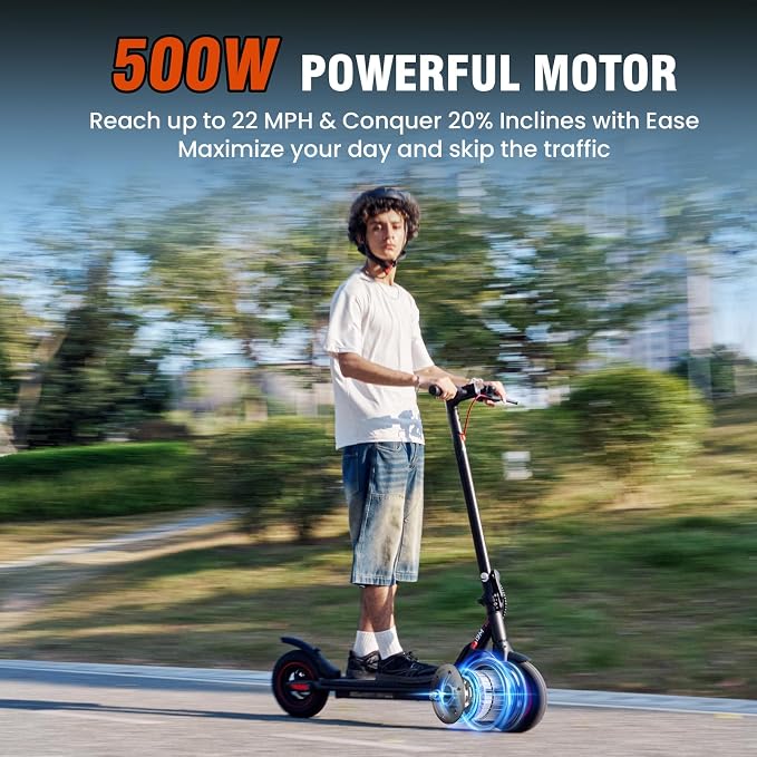 iScooter Electric Scooter Adults & Big Kids, Cruise Control, Dual Braking System, Smart App, Foldable Electric Scooter for Commuting & Campus Use