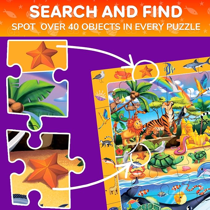 QUOKKA Giant Floor Puzzles for Kids Ages 4-6 – 2x3 Ft Search and Find Jumbo Jigsaw Puzzles for Kids Ages 3-5 – 48 Above and Beyond Africa Animals Scene for 4-8 yo – Toy with Gift Box for Toddlers