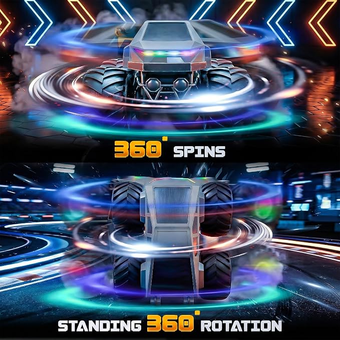 BEZGAR Cyber Truck Toy - 2.4GHz 1:20 4WD Remote Control Car for Boys 8-12 with Colorful Lights, 360° Rotation - RC Car Toy for Boys Girls Age 6, 7, 8, 9, 10 Years Old, Birthday Gifts(Gray)