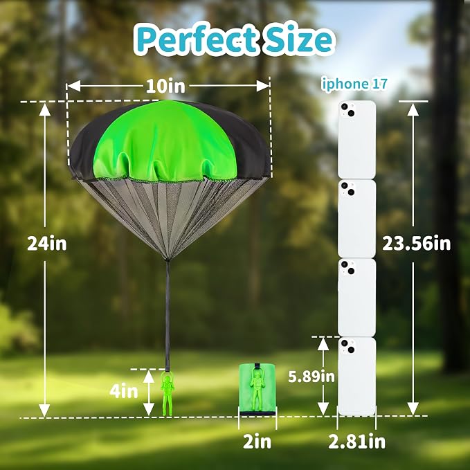 Yeeeasy Tangle-Free Parachute Toys for Kids - Outdoor Flying Game for Boys Girls Age 3-12 - Rip-Stop Hand Throw Army Men Action Figures - STEM Science Gift & Stocking Stuffers - Boys 4Pcs