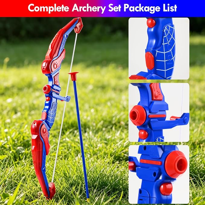 Bow and Arrow for Kids,LED Light Up Archery Set with 10 Suction Cup Arrows, 1Target, 3 Score Targets & 1 Quiver- Indoor Outdoor Sport Gifts for Boys Girls Ages 4 5 6 7 8 9 10 11 12