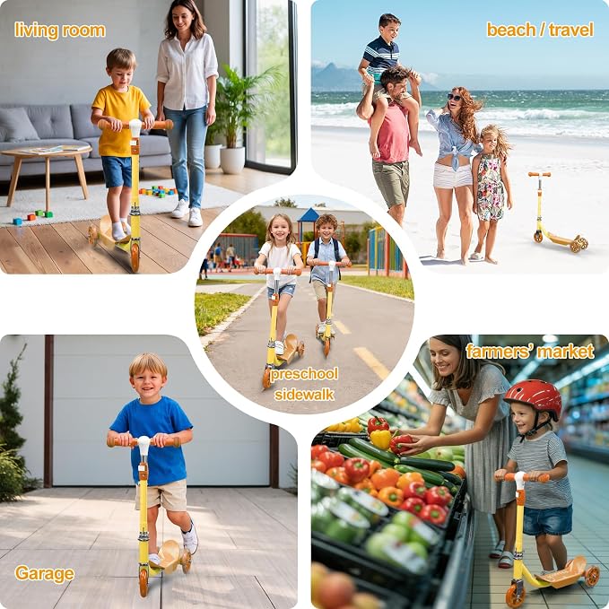 Kick Scooters for Kids 3-5 5-7 Years Age - Handlebars Flexible Steer,Height Adjustable,Stable Light Up Three Wheeled Toddler Scooter for Boy & Girl,Indoor Outdoor Kid Child Toy Gift
