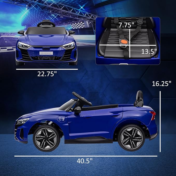 Aosom Licensed Audi RS e-tron GT 12V Ride On Car Truck for Kids, Electric Car Ride On Vehicle w/Parent Remote Control, Music, Lights, for Toddlers, Dark Blue