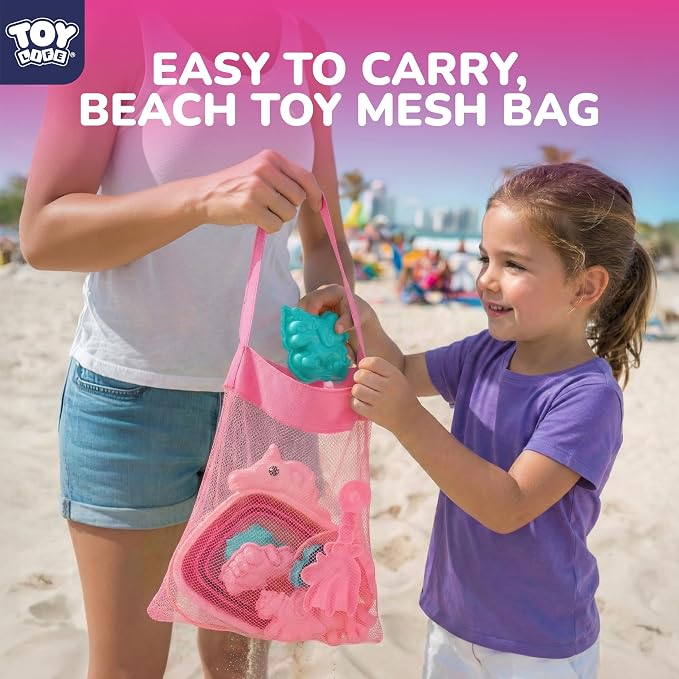 TOY Life Unicorn Beach Toys for Girls Ages 4-8, Collapsible Silicone Sand Toys Set with Bucket, Molds & Shovels, Travel Beach Toys, Sandbox & Snow Play, Unicorn Gifts for Kids