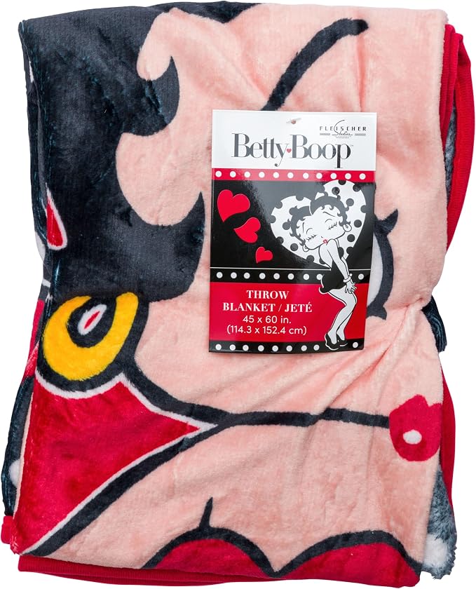 Silver Buffalo Betty Boop 45" x 60" Fleece Throw, Soft and Cozy Blanket, 180 GSM
