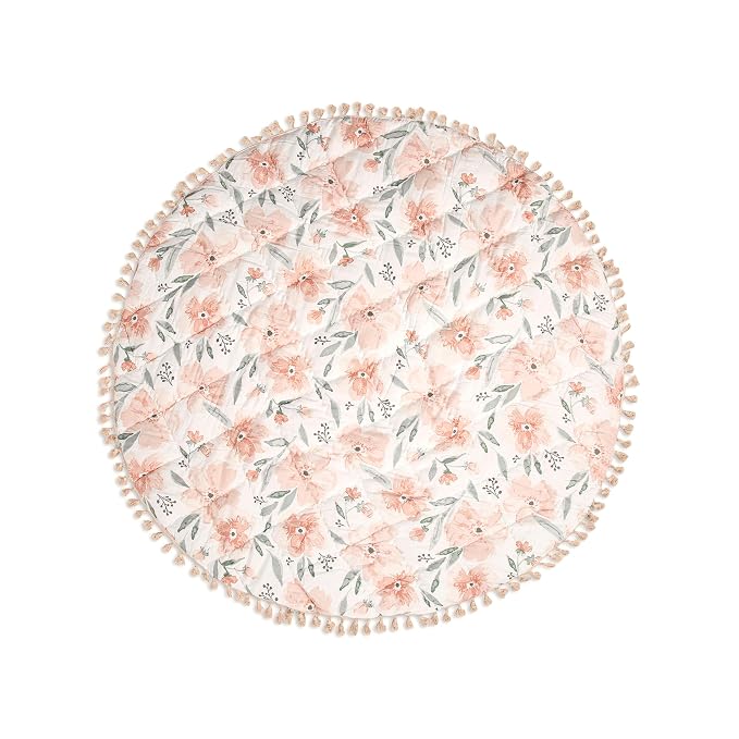 Crane Baby Activity Mat, Baby Play Mat for Boys and Girls, Pink Floral, 40" x 40", Baby Must Haves, Infant Play Mat, Tummy Time Baby Floor Mat, Kids Play Mat, Tummy Time Mat, Baby Girl Play Mat