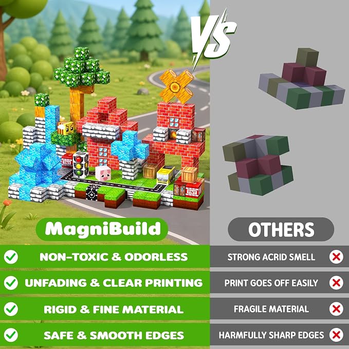 100PCS Magnetic Blocks, Magnetic Building Cube Set for Kids Ages 3+, Constructions STEM Stacking Tiles Toy Building Birthday Gifts for Boys Girls