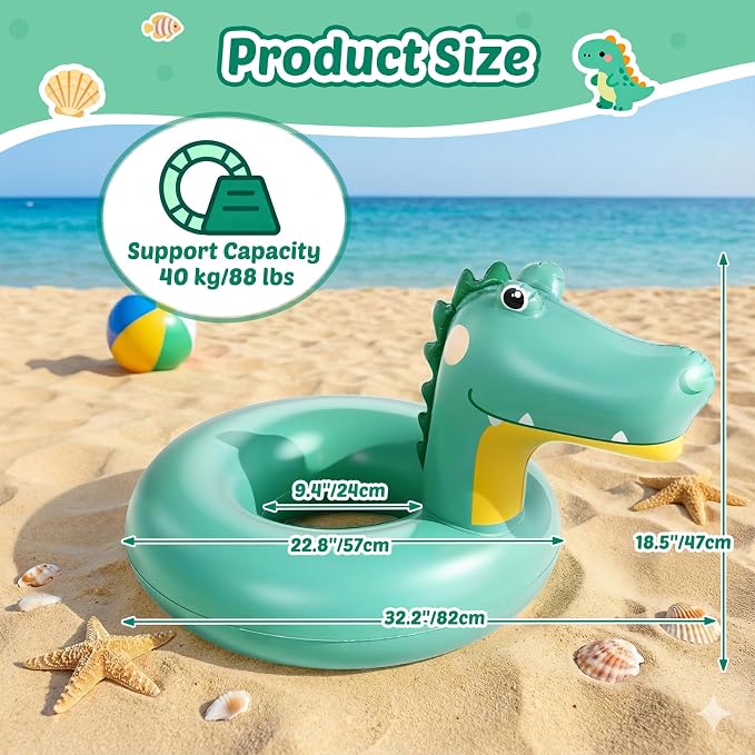 Moko Inflatable Swimming Rings, Pool Floats Swim Tubes Rings Round Shape Cute Cartoon Design Beach Water Lounge Inflatable Raft Party Supplies for Kids
