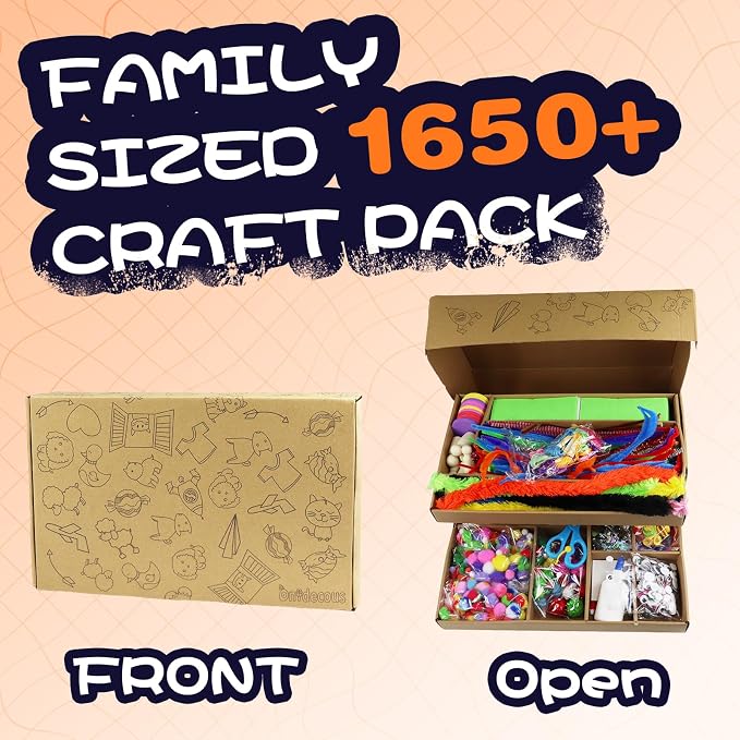 ANTDECOUS Arts and Crafts Supplies Kit for Kids - 1650+PCS Craft Supplies & Materials for Kids Creative Art Birthday Holiday Gift Craft Kits for Girls Boys 4+ 5 6 7 8 9 Year Old