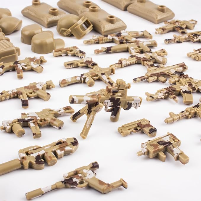 63 Pcs Military Weapons Set Accessories U.K Special Forces Weapons Toys Military Equipment Battle Blocks Bricks Compatible with Major Brand, 3 Years Old and up