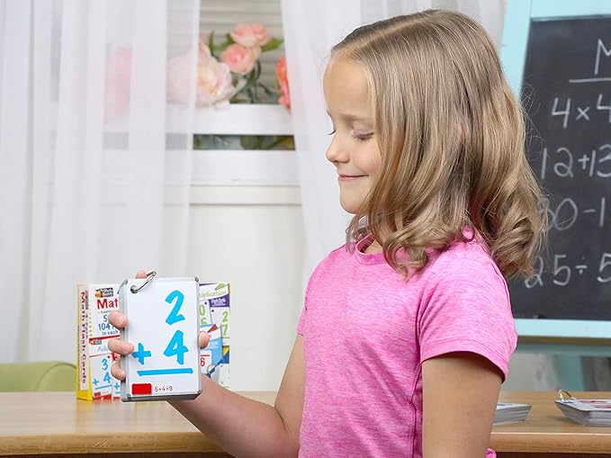 Regal Games Math Flash Cards for Multiplication, Division, Addition and Subtraction - 1st, 2nd, 3rd Grade Math & More - Flash Cards w/ 4 Binder Rings for Kids (224 Cards - 4 Packs)