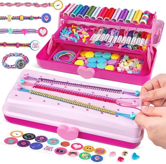 TingingYuli Friendship Bracelet Making Kit for Girls Ages 8-12, DIY String Bracelet Maker with 3-Layer Storage Box, Jewelry Making Kit Arts and Crafts Toy Gift for Kids Ages 6-12