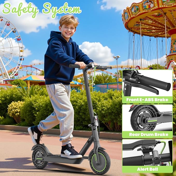 Electric Scooter for Kids Aged 6-10, 350W Motor, 19 Mph Speed & 15 Miles Range, 8.5" Solid Tires, Lightweight Foldable Scooter with Dual Braking System, Max Load 265LBS