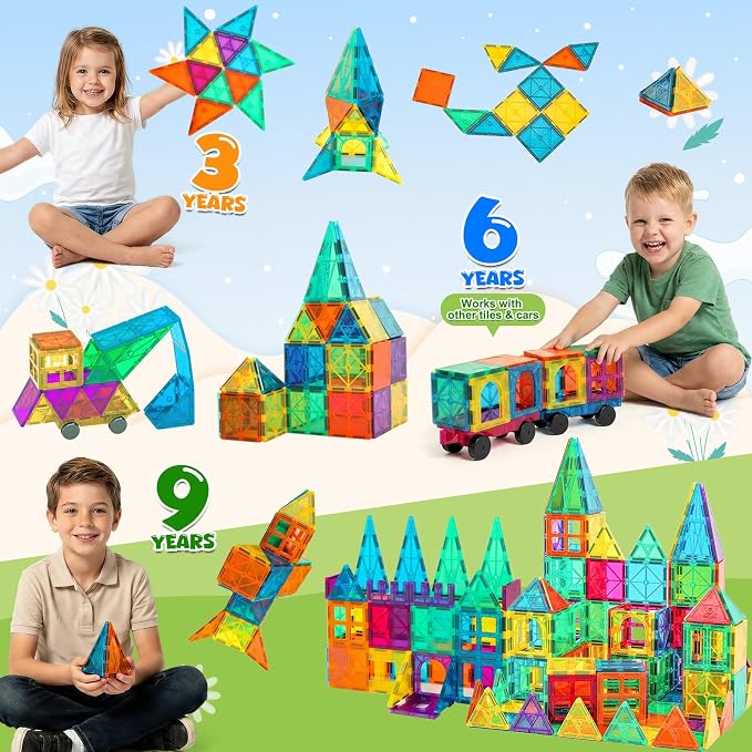 Bmag Magnetic Tiles, 36 PCS Building Blocks for Toddlers, 3D Magnet, STEM Educational Learning Building Blocks for Kids Children, Stacking Montessori Toys Gifts for Boys Girls