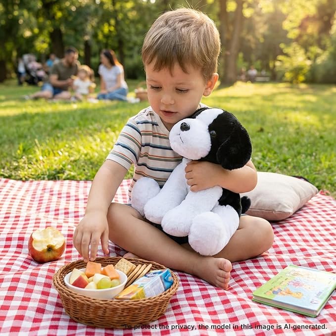 WEIGEDU Black White Beagle Sheepdog Border Collie Stuffed Dog Plush | For Kids Boys Girls Baby, Birthday Gift, Easter, Christmas Gift