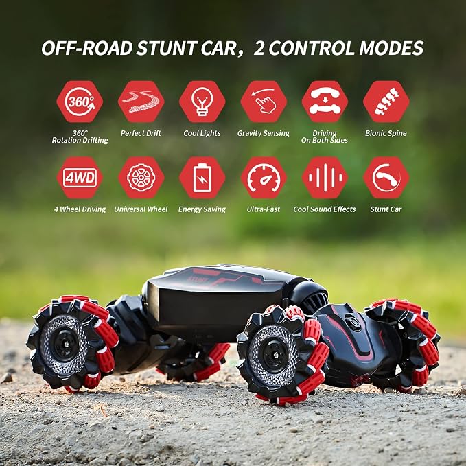 TADOZIC 4WD Remote Control Gesture Sensor Car,Hand Controlled RC Stunt Car,Double-Sided Vehicle 360° Rotation with Light and Music Spray, Watch Toy Cars for Boys & Girls Birthday