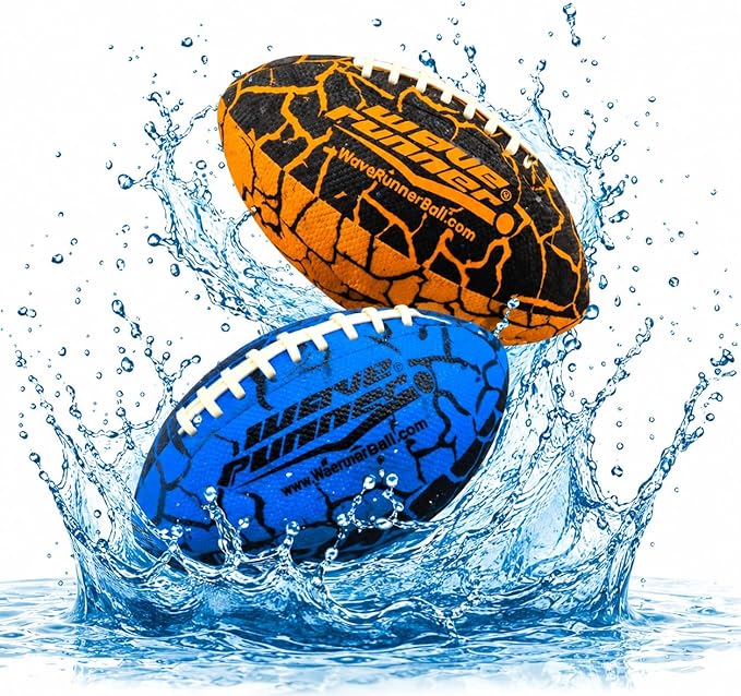 Wave Runner Water Football for Pool and Beach | Waterproof Football for Outdoor Games for Adults, Teens, and Kids - Lightweight Pool Toys, Easy Wet Grip, Outdoor Summer Toy