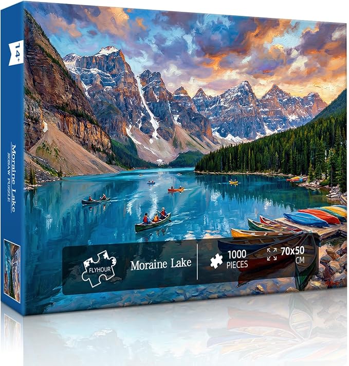 Moraine Lake Puzzles for Adults 1000 Pieces,Challenging Jigsaw Puzzles for Adults,Difficult Impossible Puzzle for Family Game Night,Recycled Paper Jigsaw Puzzle,Gifts for Parents Mother's Father's Day