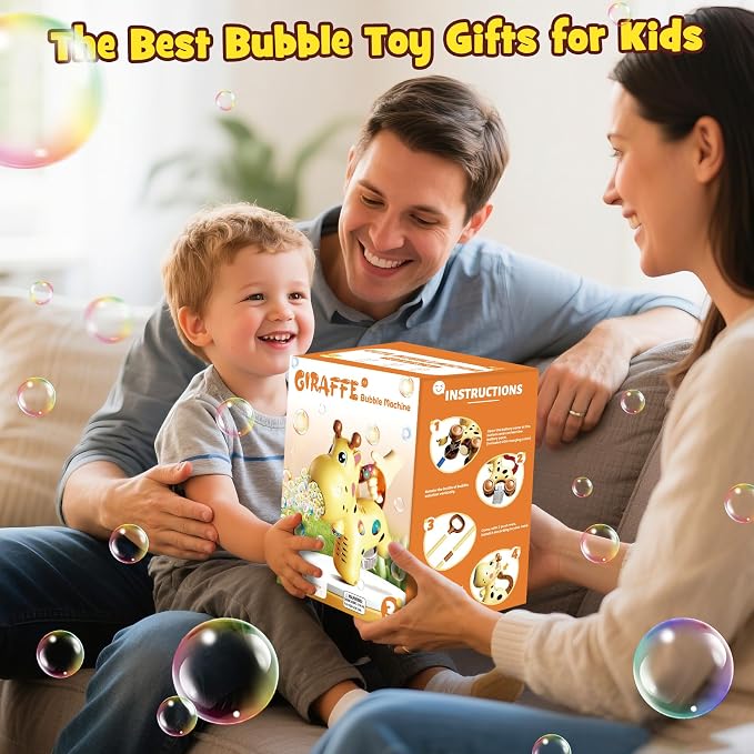 Nicmore Automatic Bubble Machine for Toddler 1-3: Giraffe Bubble Lawn Mover Outdoor Toy for 1 2 3 4 5 Year Old Boy Girl - Push or Handheld Bubble Maker Blower for Age 1-3 Kids Birthday Gifts