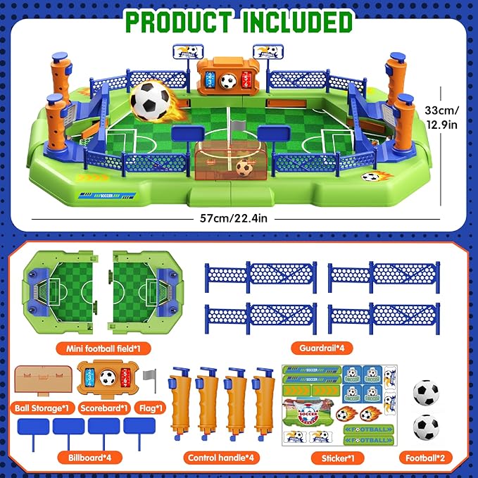 Mini Foosball Table Game for Kids – 2 Player Soccer Board Game with Scoreboard, Portable Tabletop Football Pinball Game for Boys Girls Ages 3-8, Indoor Family Party Birthday Gift Toy