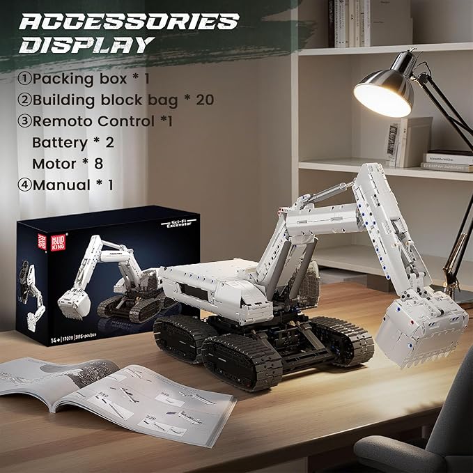 Mould King 17079 RC Excavator Building Set, Construction Digger with 8 Motors, Collectible Truck Model Kit for Men & Women, STEM Engineering Toys for Adults(3195 Pieces)