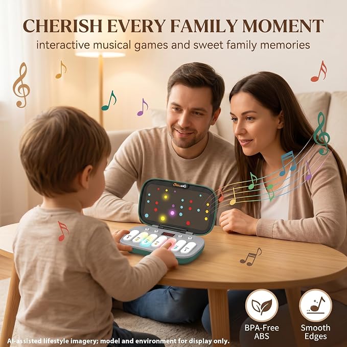 Kids Piano Keyboard Toy for Toddlers Age 3-6, Light Up Musical Learning Toy with LED Screen, Interactive Dual Style Retro & Rainbow Backlit Keyboard, Educational Music Toy, Birthday Gift for Kids