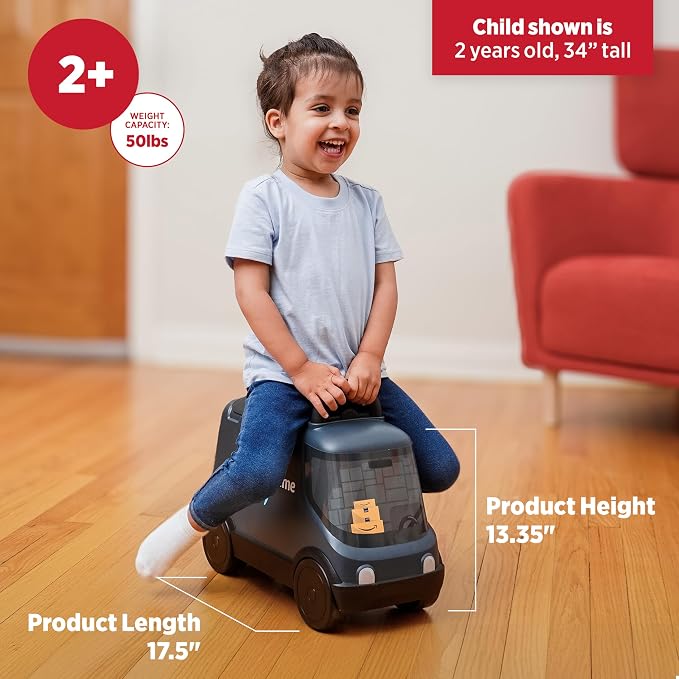 Radio Flyer Amazon Delivery Van, for Ages 2+, Ride and Deliver Truck for Kids, Under Seat Storage, Ergonomic Seat, Includes 3 Mini Boxes & 3 Wooden Toys, Toddler Ride On Toys, Amazon Exclusive