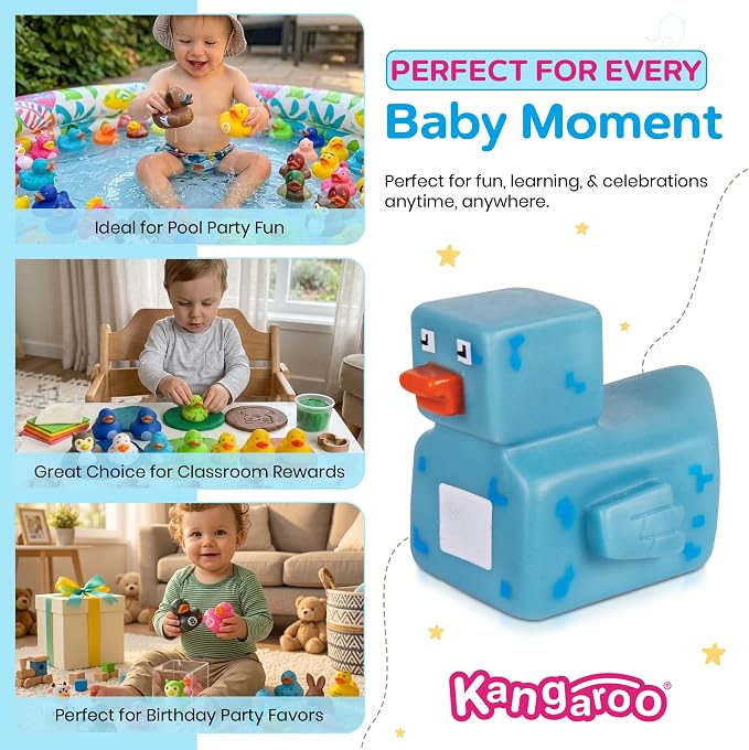 Kangaroo 50 Pcs Mini Rubber Ducks Bulk Jeep Ducks for Ducking– Floating Baby Bath Toys for Kids & Toddlers, Small Duckies for Pool Parties, Summer Party Favors Bulk, Baby Showers