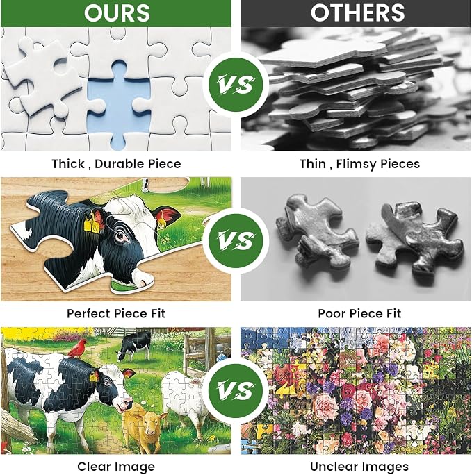 300 Pieces Jigsaw Puzzles for Adults, Pasture Cows Puzzle for Adults Children Seniors, Brid Puzzle 300 Pieces, Gift for Birthday, Home Decor, Fun for Family Entertainment(20.5 * 15 Inch)