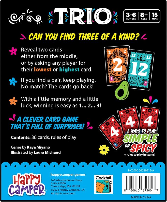 Happy Camper - Trio | Hottest New Family Game | Award-Winning | Game-of-The-Year | Great for Parties and Travel | 3-6 Players | Ages 8+