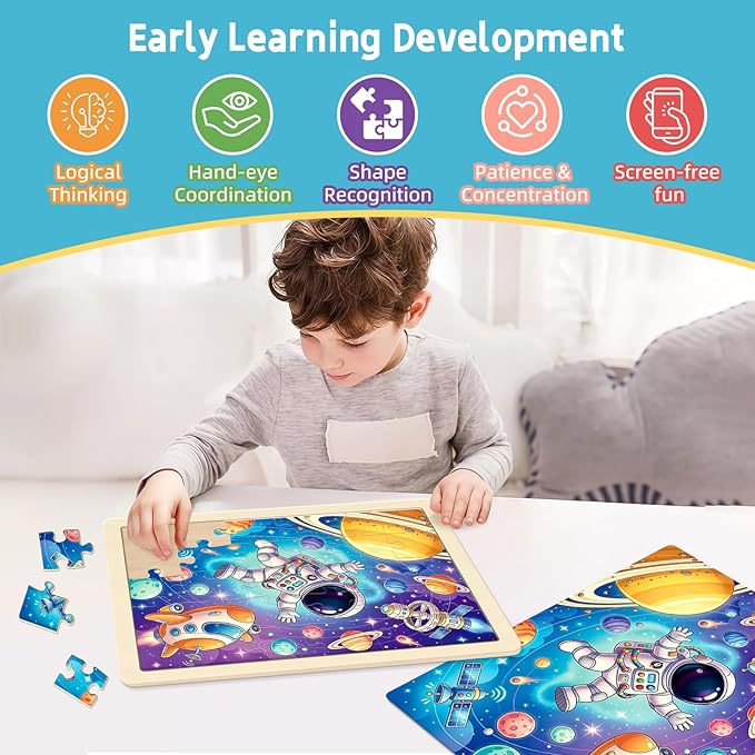 6-Pack Wooden Puzzles for Kids Ages 3-5, 30 Piece Jigsaw Puzzles Puzzles for Kids Ages 4-6, Education Preschool Sets Games for Boy Girl 3 4 5+ Years Old