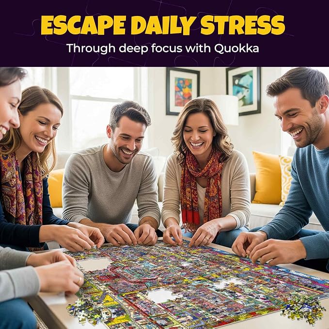 QUOKKA 1000 Piece Jigsaw Puzzle for Adults – Set of 3 Puzzles for Adults 1000 Pieces Premium Box Packaging - Desert Whirl, Galactic Tails, Hotel Wildeluxe - Fun Challenges - Stunning Scenic Animal