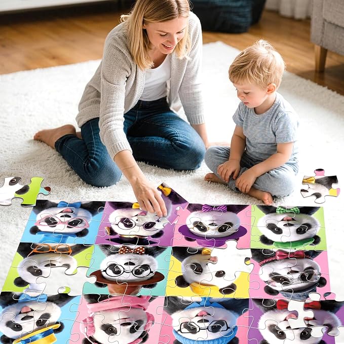 Jumbo Floor Puzzles for Kids Ages 3-5 4-8, 48 Piece Panda Jigsaw Puzzle 23.6"x35.4", Educational Animal Floor Puzzle for Kids Ages 4-6 6-8, Birthday for Boys & Girls