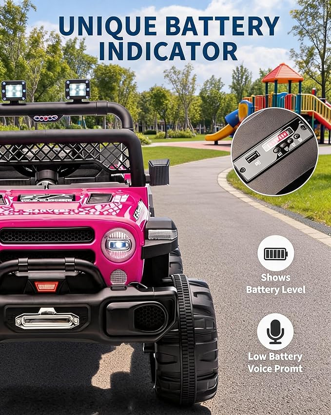 GarveeLife 12V Kids Ride On Car, 2 Seater Electric Toy Car for Toddlers and Children, Ride On Toys with Parent Remote Control, Battery-Powered w/Music & LED Lights