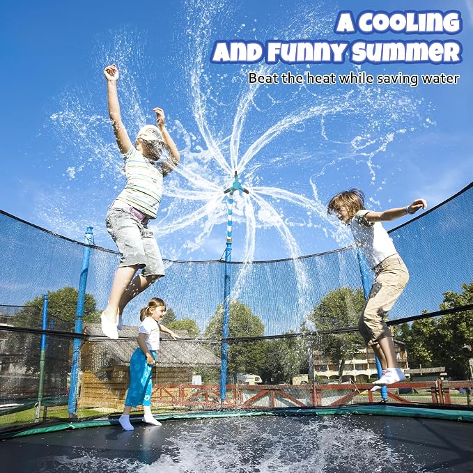 Universal Trampoline Sprinkler, Net Friendly Trampoline Accessories, 360 Rotating Water Sprinkler of Trampolines, Outdoor Backyard Water Park Fun Summer Toys for Kids