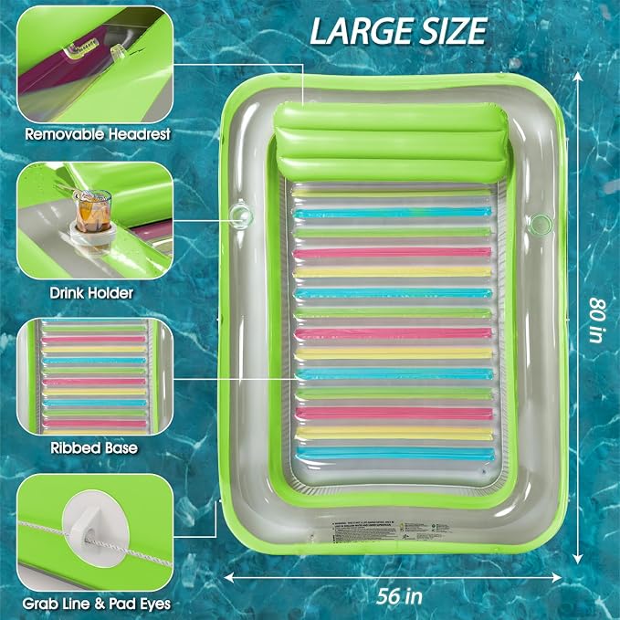 Inflatable Tanning Pool Lounger Float - Jasonwell 4 in 1 Sun Tan Tub Sunbathing Pool Lounge Raft Floatie Toys Water Filled Tanning Bed Mat Pad for Adult Blow Up Kiddie Pool Kids Ball Pit