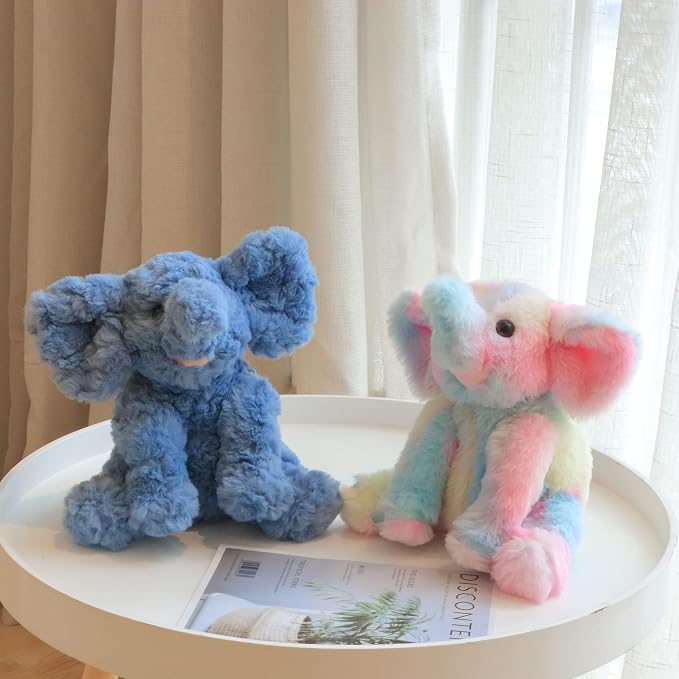 Hopearl Adorable Plush Calf Elephant Toy Floppy Elephish Ultra Soft Haggable Stuffed Animal Holiday Birthday Gift for Boys Girls Kids Toddlers, Blue, 9''