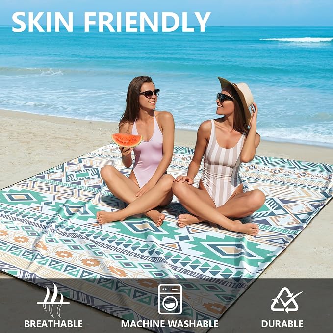HIHOHO Beach Blanket Waterproof Sandproof Extra Large Beach Mat 79" X 83"/120"x108"for 1-8 Adults Quick Drying Durable Outdoor Picnic Mat for Beach Travel Camping Hiking