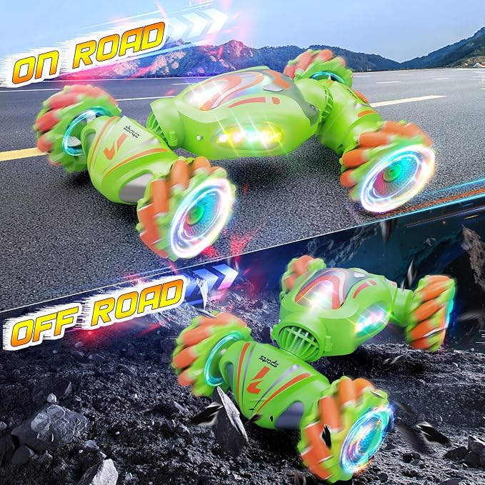 Nicella Remote Control Car, Pink RC Cars for Girls, Gesture Stunt with Light & Music, 4WD, 360° Rotating, 2.4Ghz Remote Control Car Toys, Birthday Gift for Kids Age 6+ (Green)