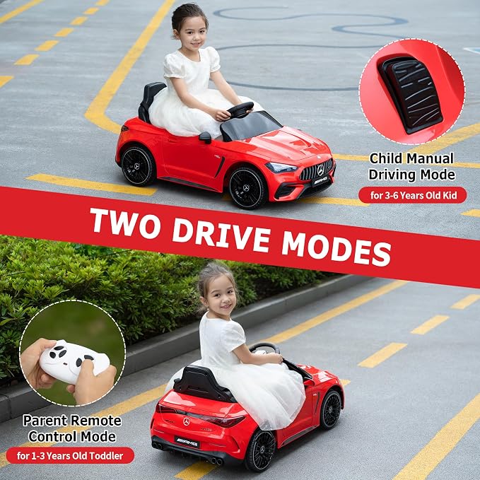 TOBBI Kids Electric Ride On Toy Car, Toddlers Battey-Powered Vehicle with Parental Remote Control/Soft Start/3 Speeds/Horn & LED for Children Ages 3-6 Years-Red